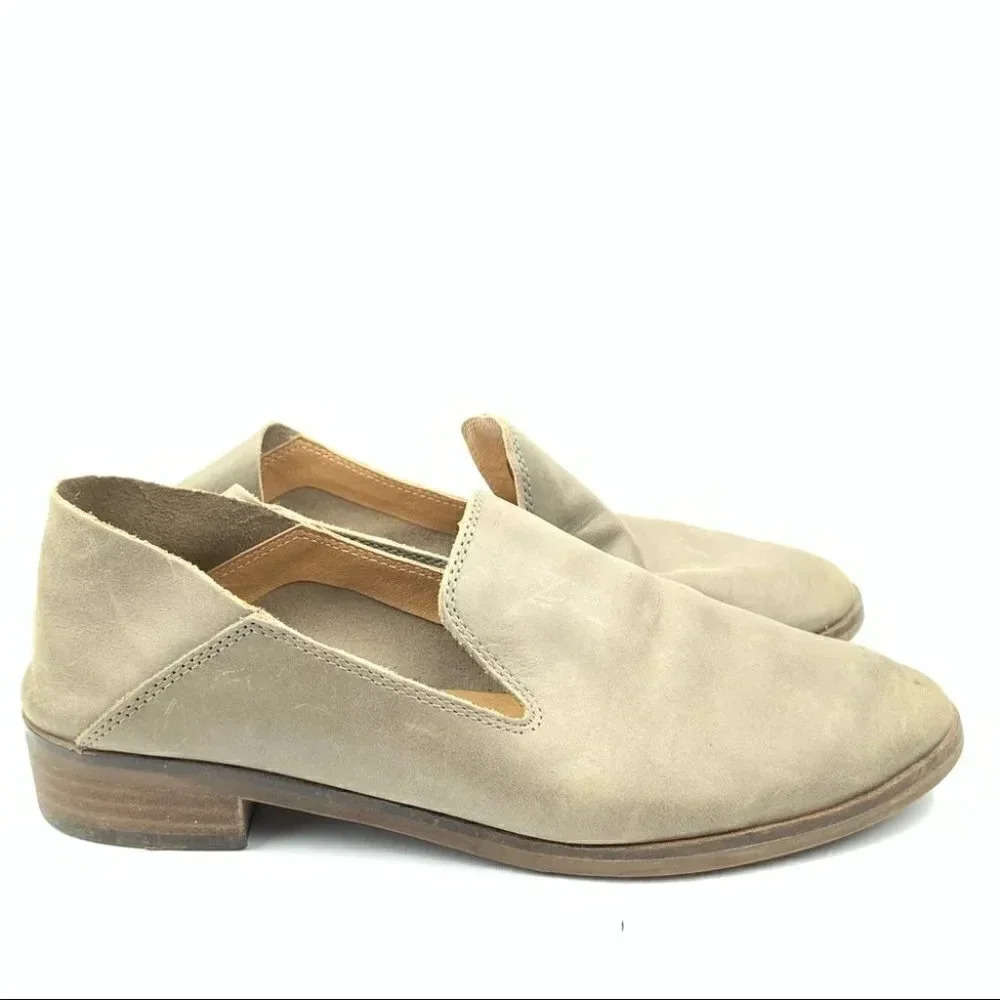 Lucky Brand womens Flats size 6.5 37 Cahill open gray Leather mule Academia
